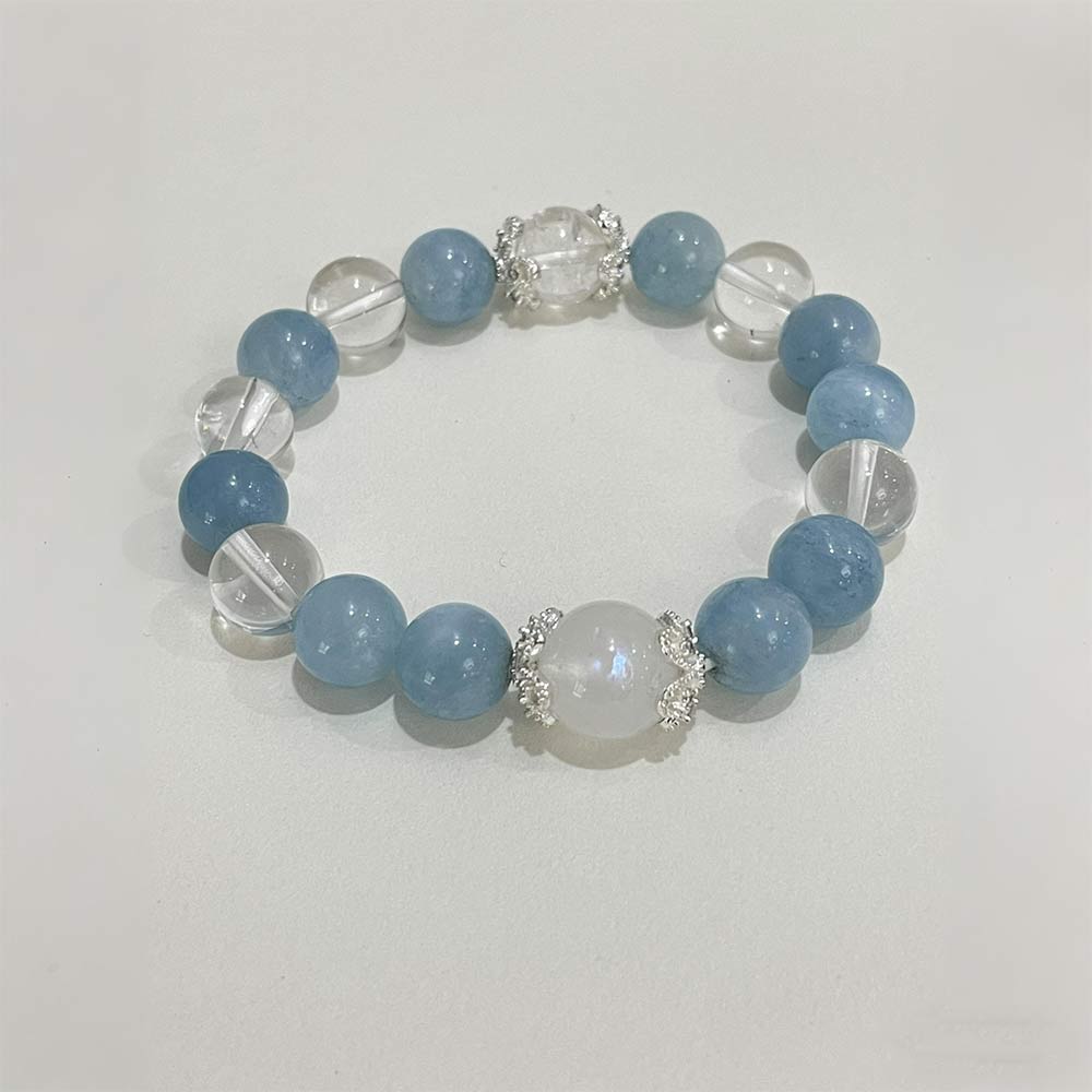Aquamarine Moonstone Quartz Bracelet