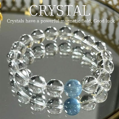 Aquamarine & Clear Quartz Bracelet