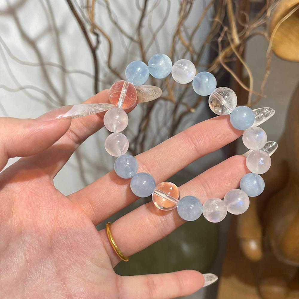 Clear Quartz, Aquamarine & Blue Moonstone Energy Bracelet