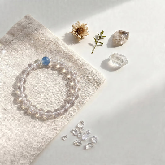 Aquamarine & Clear Quartz Bracelet for Calm, Clarity & Inner Balance