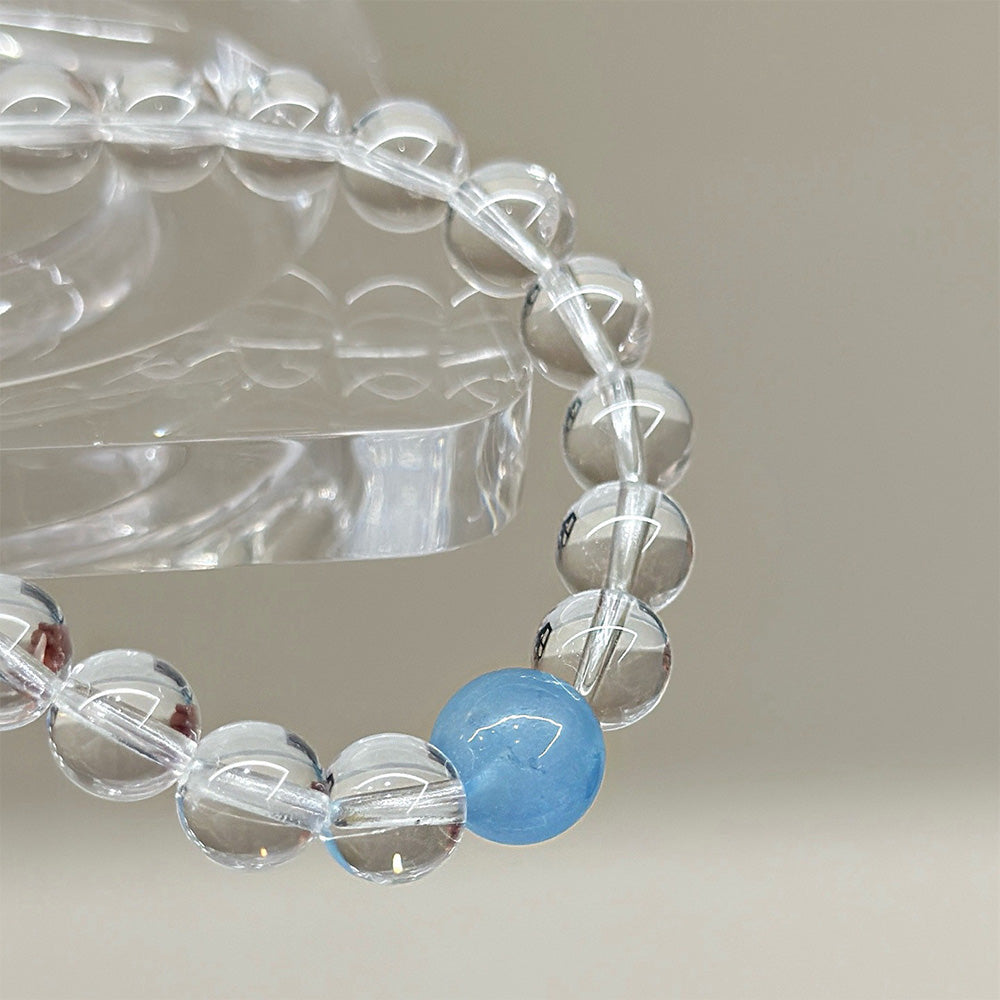 Aquamarine & Clear Quartz Bracelet for Calm, Clarity & Inner Balance