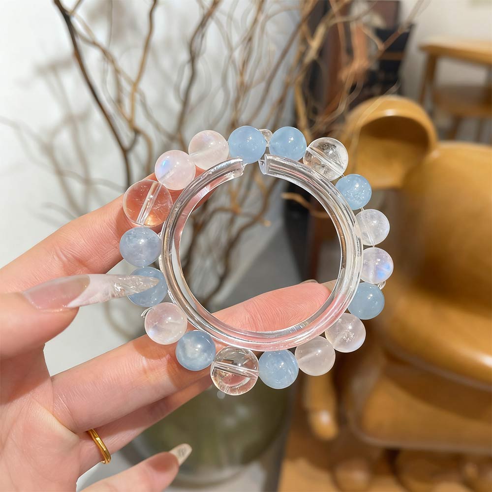 Clear Quartz, Aquamarine & Blue Moonstone Energy Bracelet