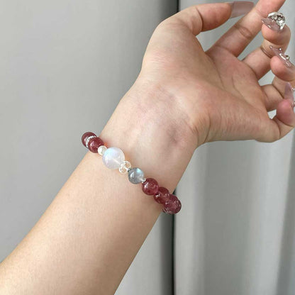 White Moonstone & Strawberry Quartz Soft Glow Bracelet