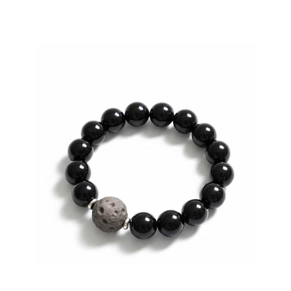 Obsidian & Silver Obsidian Protection Crystal Bracelet