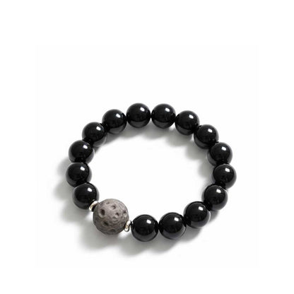 Obsidian & Silver Obsidian Protection Crystal Bracelet