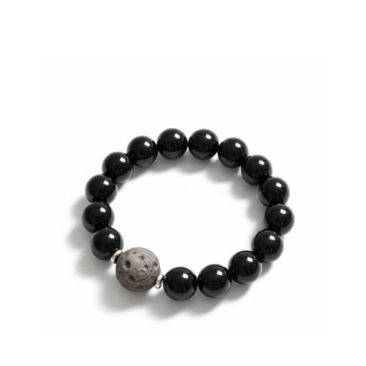 Obsidian & Silver Obsidian Protection Crystal Bracelet
