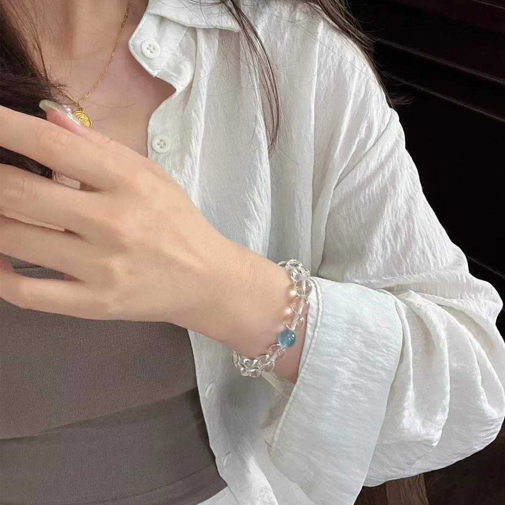Aquamarine & Clear Quartz Bracelet