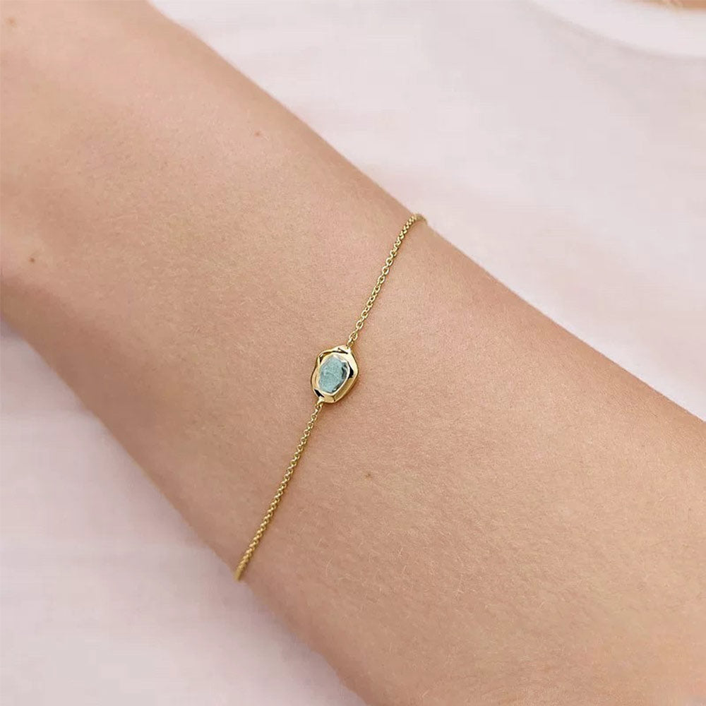 Aquamarine Bracelet – Sterling Silver with 18K Gold Plating
