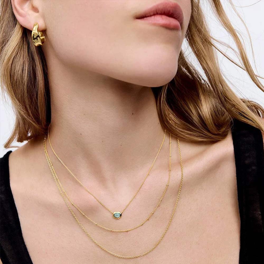 Aquamarine Necklace – Sterling Silver with 18K Gold Plating