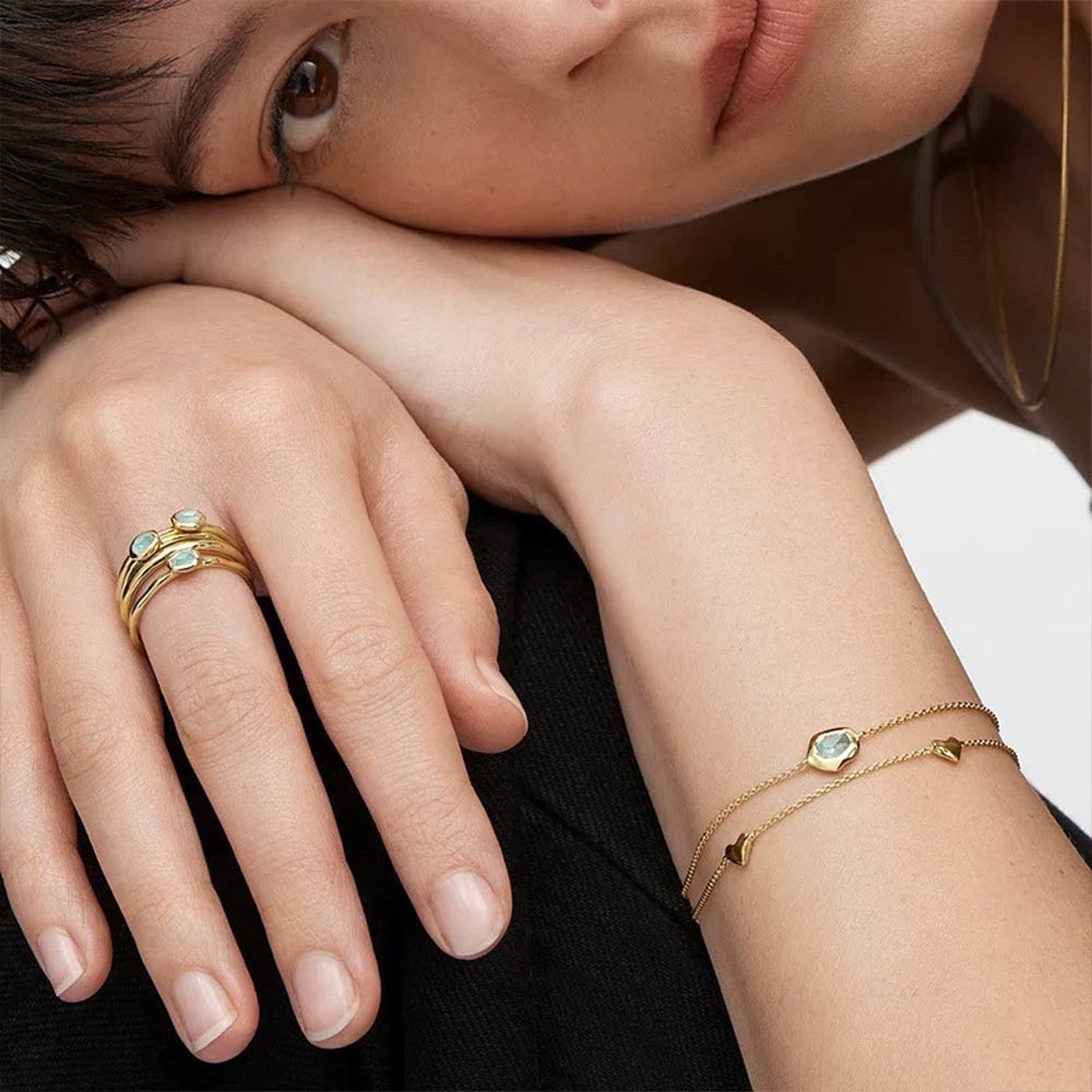 Aquamarine Bracelet – Sterling Silver with 18K Gold Plating