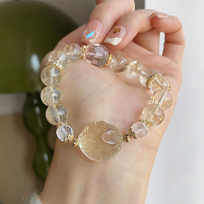 Golden Charm Attraction Bracelet-Citrine ,Clear Quartz& Citrine fox
