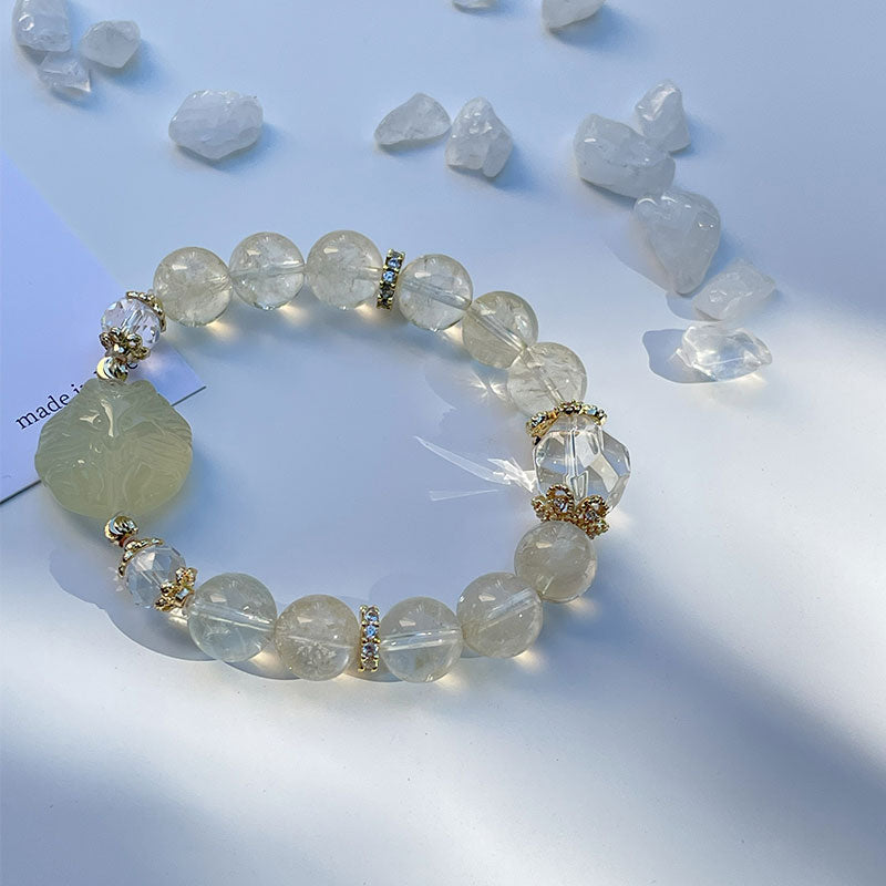 Golden Charm Attraction Bracelet-Citrine ,Clear Quartz& Citrine fox
