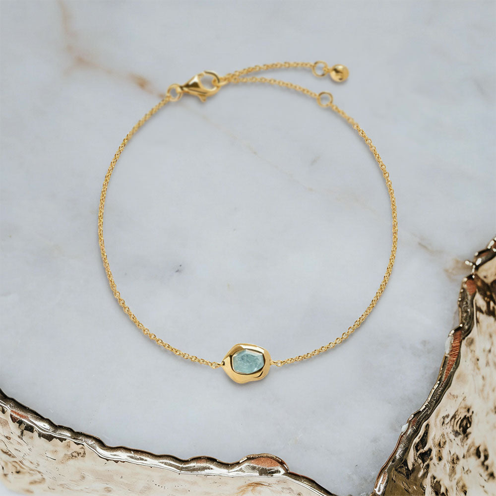 Aquamarine Bracelet – Sterling Silver with 18K Gold Plating