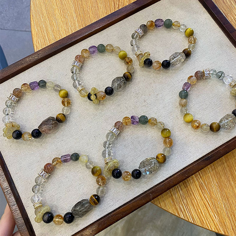 Powerful 7 Chakra Crystal Bracelet- Clarity Protection Grounding and Abundance
