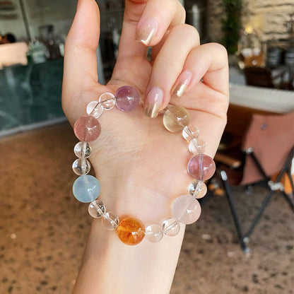 Rainbow Harmony Multi-Crystal Bracelet (Strawberry Quartz, Lemon Quartz, Amethyst, Aquamarine, Clear Quartz, Rose Quartz)