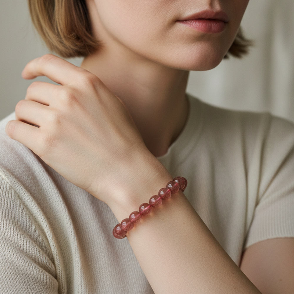 Strawberry Quartz Bracelet for Love, Confidence & Emotional Healing