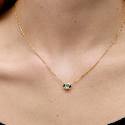 Aquamarine Necklace – Sterling Silver with 18K Gold Plating