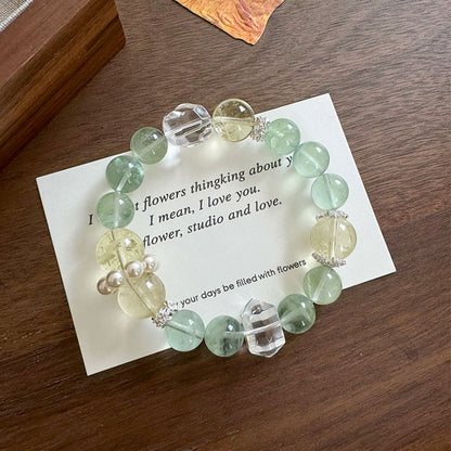 The Prosperous Clarity Crystal Bracelet | Green Fluorite, Clear Quartz & Citrine