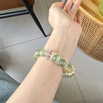 The Prosperous Clarity Crystal Bracelet | Green Fluorite, Clear Quartz & Citrine