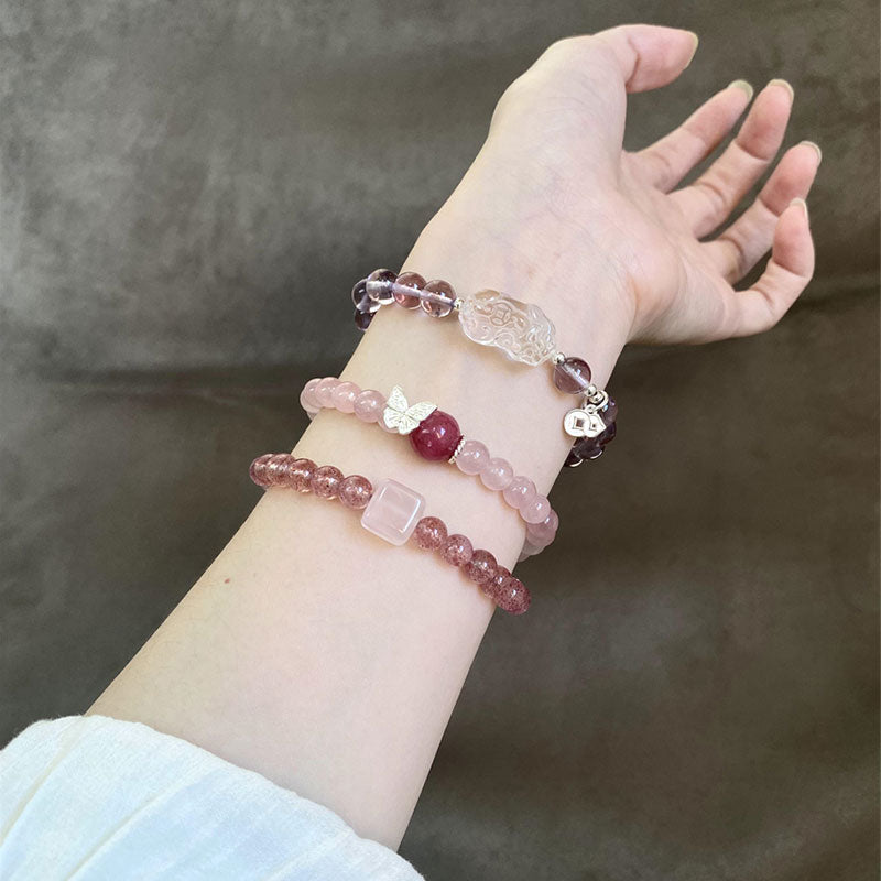 The Wisdom & Wealth Guardian Bracelet | Amethyst & White Quartz Pixiu