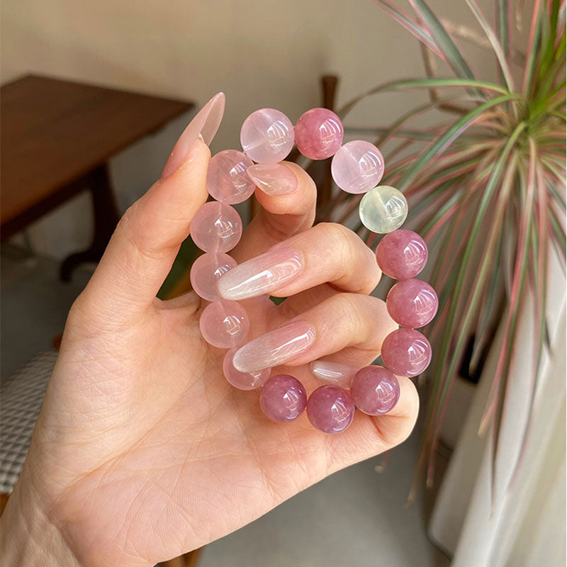 Rose Quarte, Prehnite-The Blossom Grace Crystal Bracelet