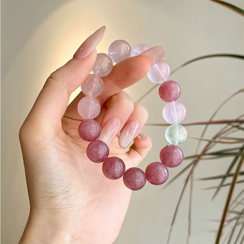 Rose Quarte, Prehnite-The Blossom Grace Crystal Bracelet
