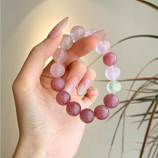 Rose Quarte, Prehnite-The Blossom Grace Crystal Bracelet