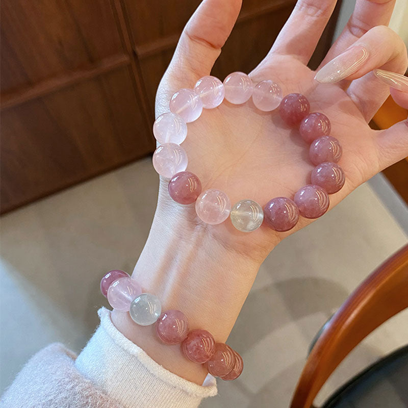 Rose Quarte, Prehnite-The Blossom Grace Crystal Bracelet