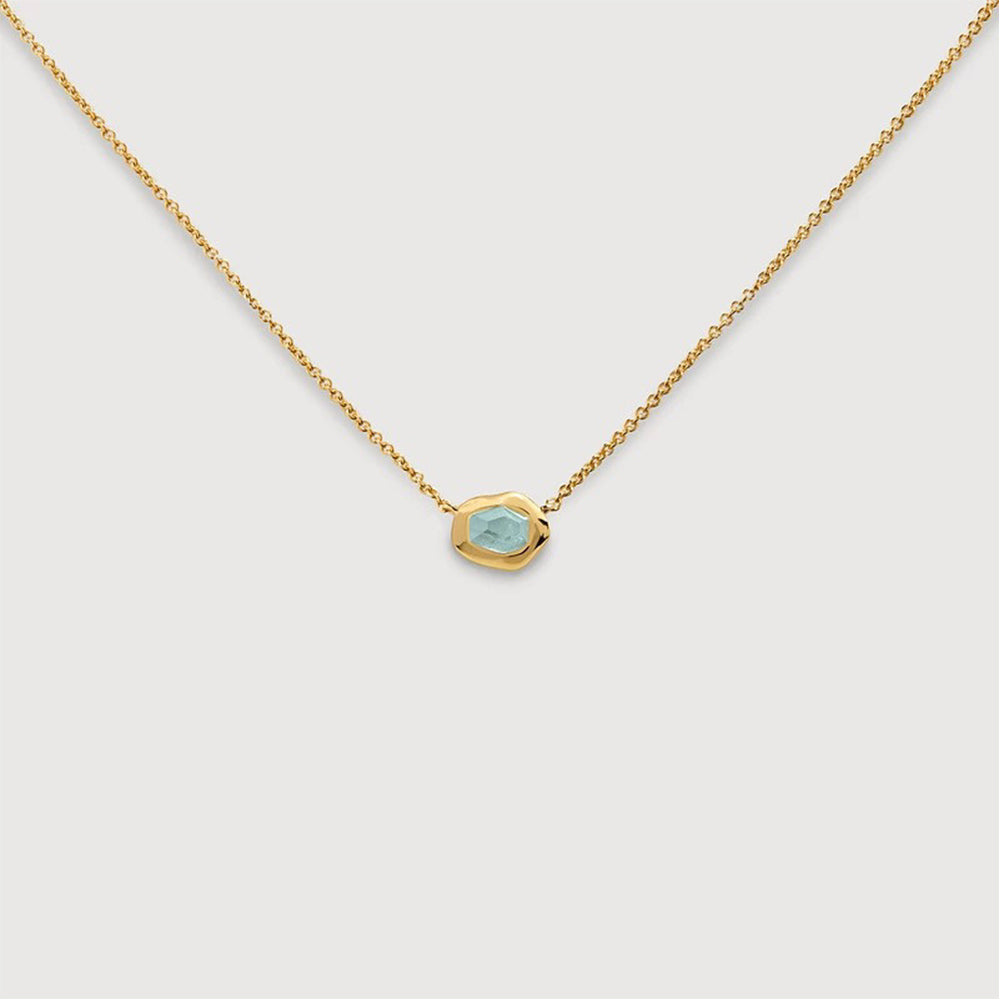 Aquamarine Necklace – Sterling Silver with 18K Gold Plating