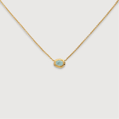 Aquamarine Necklace – Sterling Silver with 18K Gold Plating