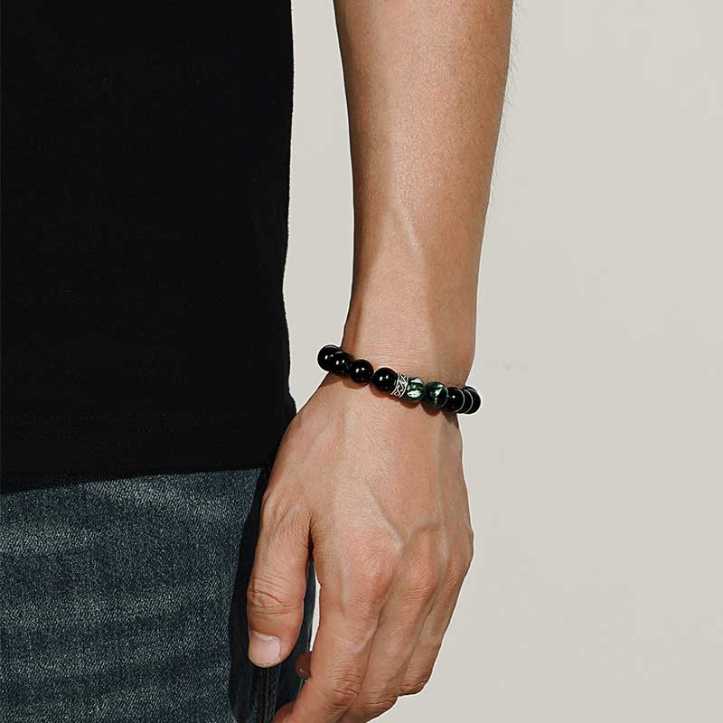 The Guardian of Vital Energy Crystal Bracelet | Black Tourmaline × Green Dragon Jade（Green Serpentine）