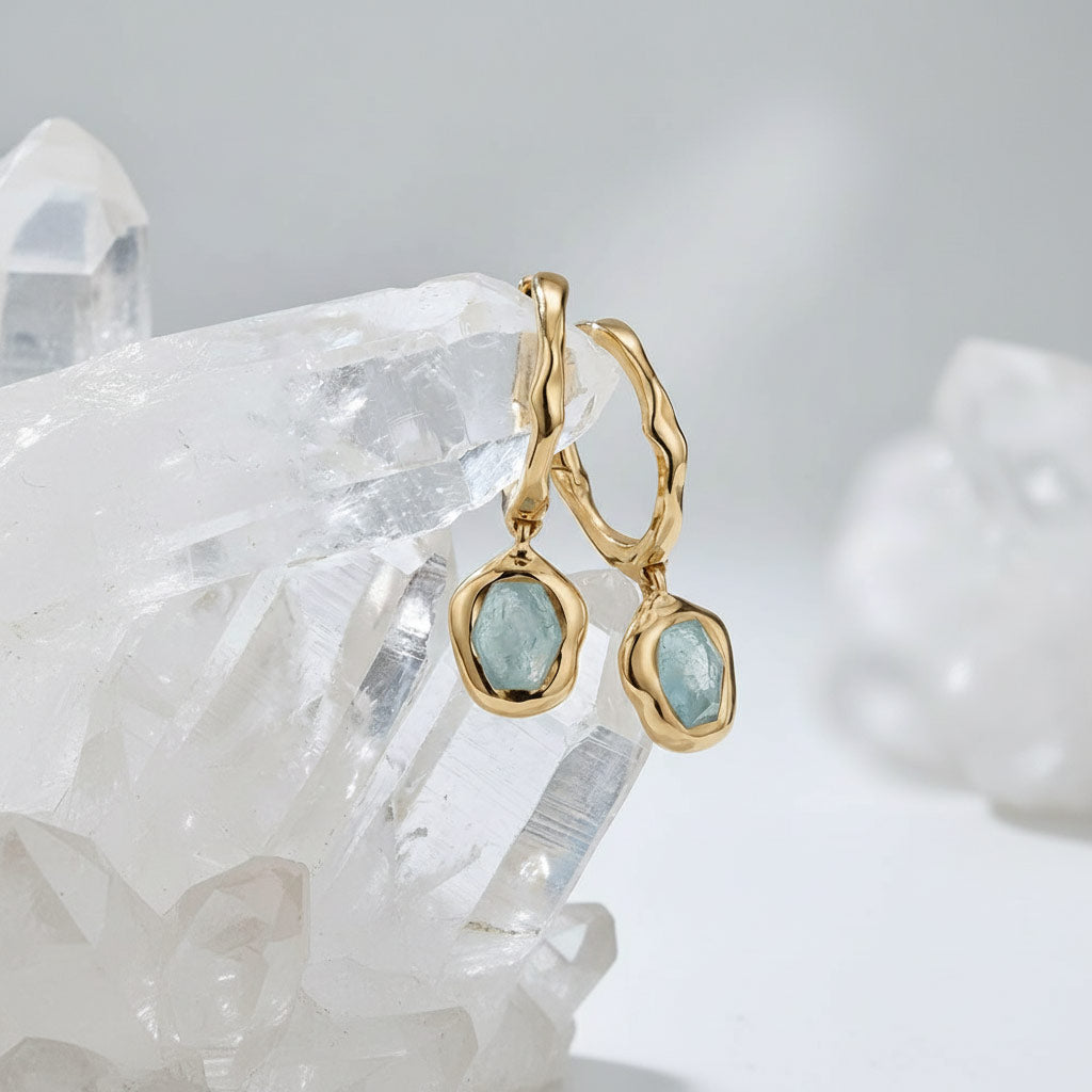 Aquamarine Earrings – Sterling Silver with 18K Gold Plating