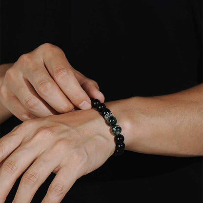 The Guardian of Vital Energy Crystal Bracelet | Black Tourmaline × Green Dragon Jade（Green Serpentine）