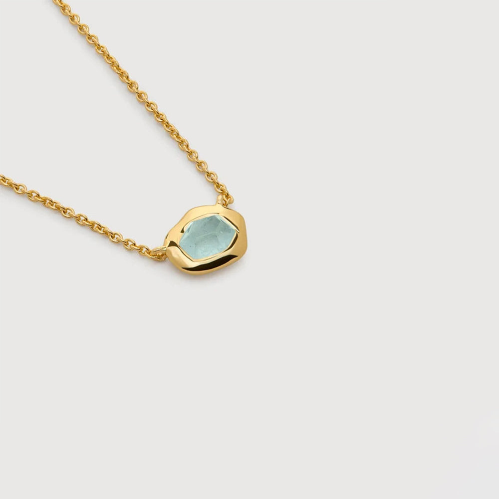 Aquamarine Necklace – Sterling Silver with 18K Gold Plating