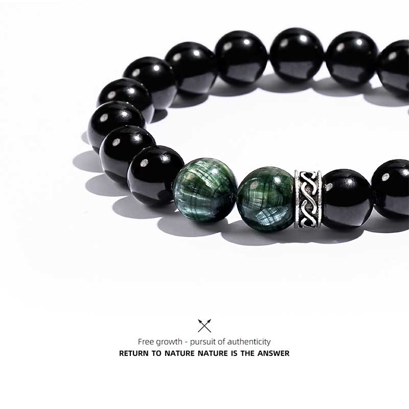 The Guardian of Vital Energy Crystal Bracelet | Black Tourmaline × Green Dragon Jade（Green Serpentine）