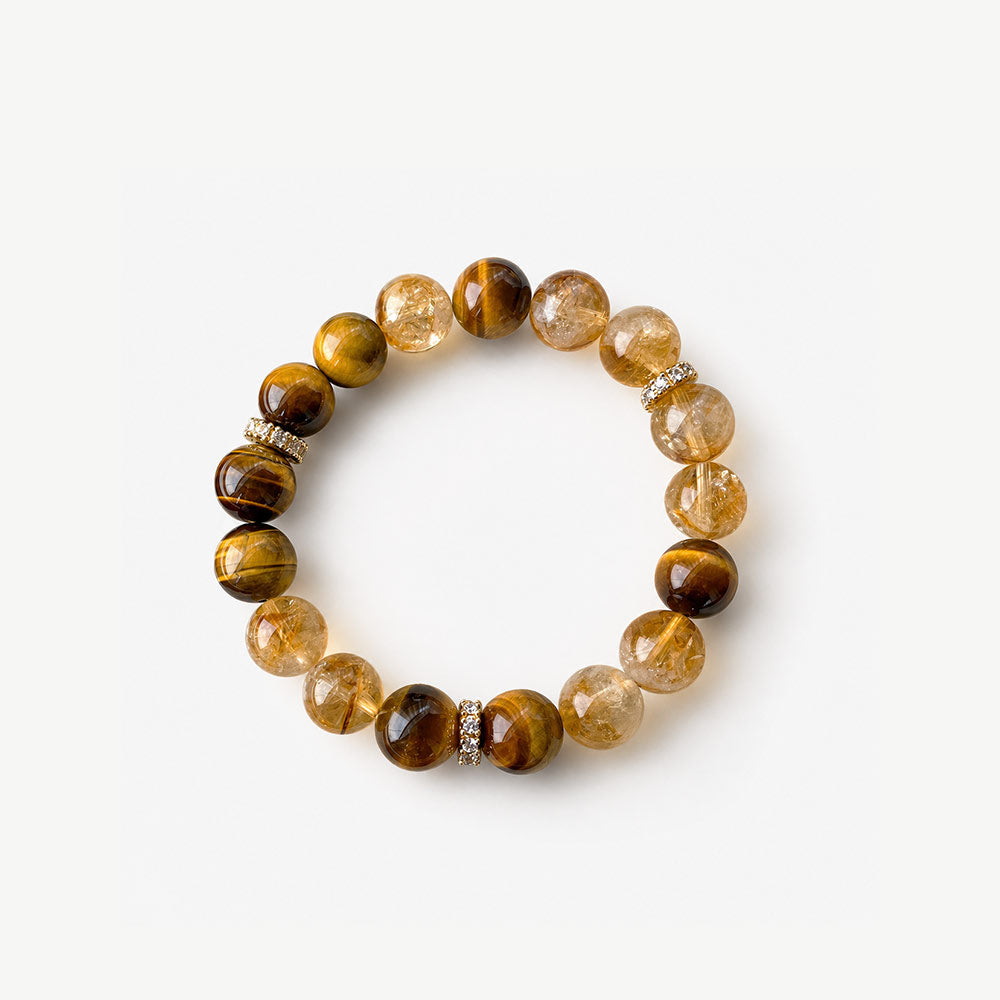Tiger’s Eye & Citrine Couples Bracelet for Wealth, Action & Protection