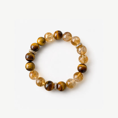 Tiger’s Eye & Citrine Couples Bracelet for Wealth, Action & Protection