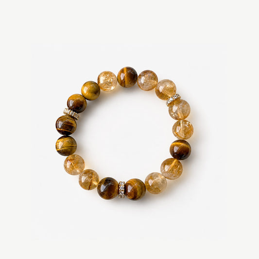 Tiger’s Eye & Citrine Couples Bracelet for Wealth, Action & Protection