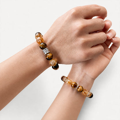 Tiger’s Eye & Citrine Couples Bracelet for Wealth, Action & Protection