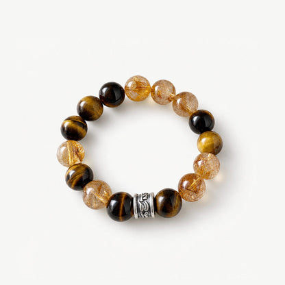 Tiger’s Eye & Citrine Couples Bracelet for Wealth, Action & Protection