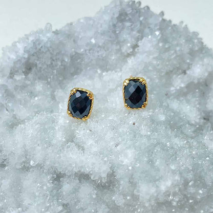 Black Onyx Stud Earrings for Grounding, Protection & Emotional Stability