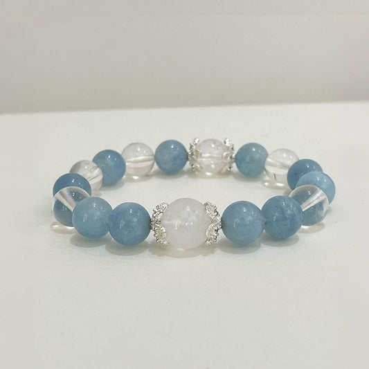 Aquamarine Moonstone Quartz Bracelet