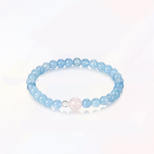Aquamarine & Rose Quartz Jewelry Set – Sterling Silver Bracelet & Necklace
