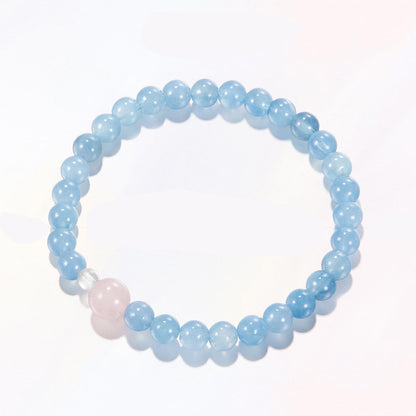 Aquamarine & Rose Quartz Jewelry Set – Sterling Silver Bracelet & Necklace