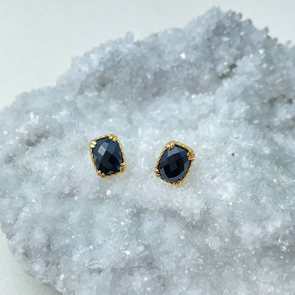Black Onyx Stud Earrings for Grounding, Protection & Emotional Stability