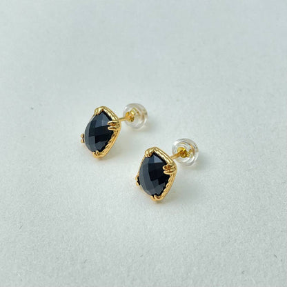 Black Onyx Stud Earrings for Grounding, Protection & Emotional Stability