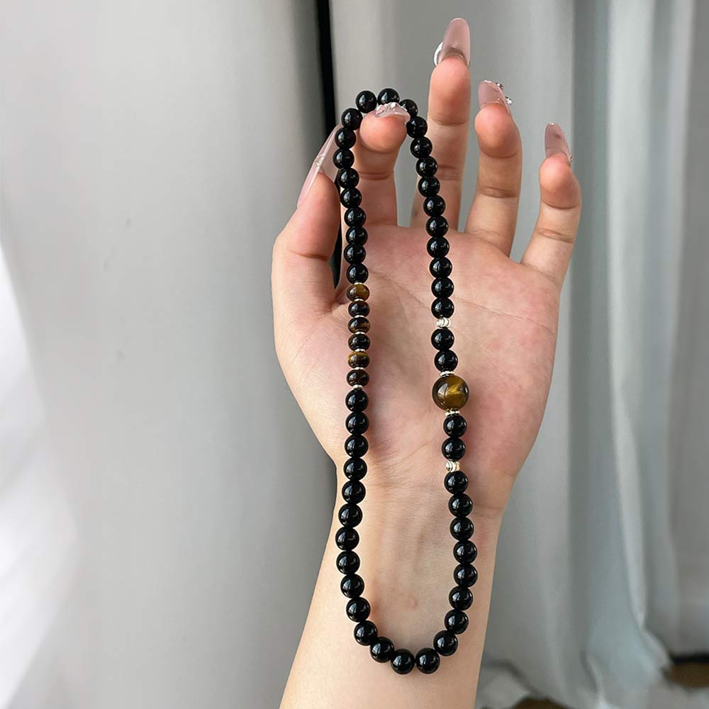 Tiger Eye & Obsidian Healing Crystal Bracelet (Double Wrap)