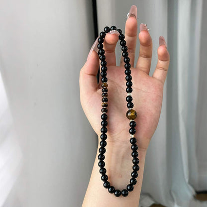 Tiger Eye & Obsidian Healing Crystal Bracelet (Double Wrap)