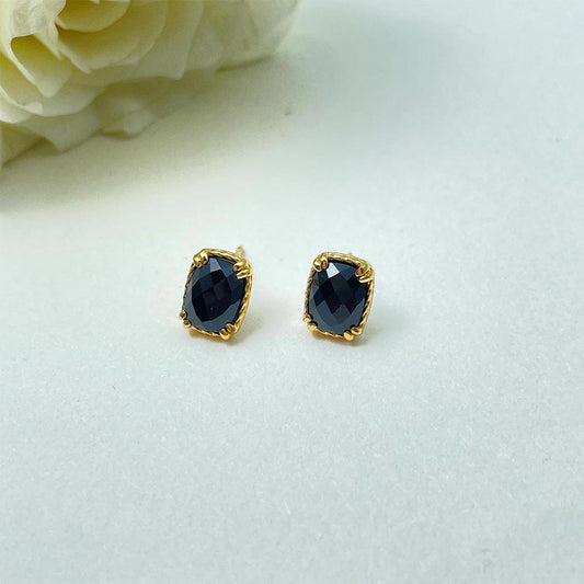 Black Onyx Stud Earrings for Grounding, Protection & Emotional Stability