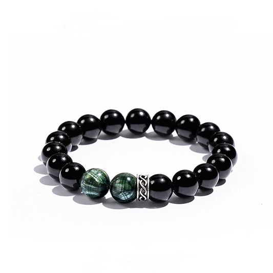 The Guardian of Vital Energy Crystal Bracelet | Black Tourmaline × Green Dragon Jade（Green Serpentine）